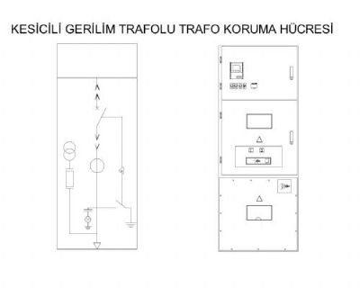 Ufak Gerilim trafolu kesicili trafo koruma hücresi resmi